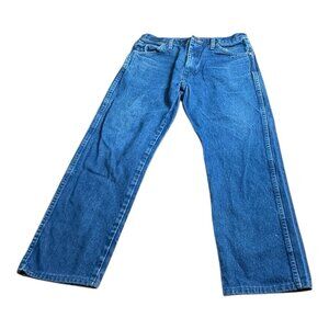 Wrangler Denim Jeans Men 34x29 Blue Straight Leg Western Cowboy Cut Rodeo